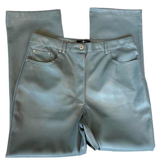 7 For All Mankind Vegan Leather High Rise Straights Leg Pant Size: L New!‎ - Picture 1 of 11